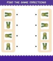 Match the same directions of fennel. Matching game. Educational game for pre shool years kids and toddlers vector