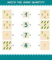 Match the same quantity of vegetables. Counting game. Educational game for pre shool years kids and toddlers vector