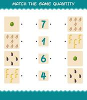 Match the same quantity of vegetables. Counting game. Educational game for pre shool years kids and toddlers vector