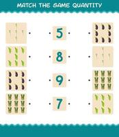 Match the same quantity of vegetables. Counting game. Educational game for pre shool years kids and toddlers vector