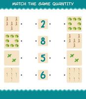 Match the same quantity of vegetables. Counting game. Educational game for pre shool years kids and toddlers vector