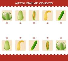 Match similar of cartoon vegetables. Matching game. Educational game for pre shool years kids and toddlers vector