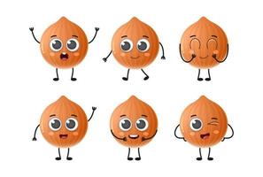 Set of cute cartoon onion vegetables vector character set isolated on white background