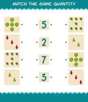 Match the same quantity of vegetables. Counting game. Educational game for pre shool years kids and toddlers vector