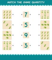 Match the same quantity of vegetables. Counting game. Educational game for pre shool years kids and toddlers vector