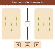 Find the correct answers of cartoon bamboo shoot. Searching and Counting game. Educational game for pre shool years kids and toddlers vector