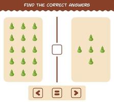 Find the correct answers of cartoon calabash. Searching and Counting game. Educational game for pre shool years kids and toddlers vector