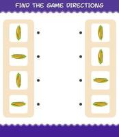 Match the same directions of corn. Matching game. Educational game for pre shool years kids and toddlers vector