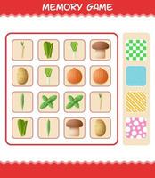 Memory games with cartoon vegetables. Learning cards game. Educational game for pre shool years kids and toddlers vector