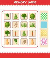 juegos de memoria con verduras de dibujos animados. juego de cartas de aprendizaje. juego educativo para niños y niños pequeños en edad preescolar vector