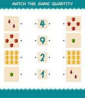 Match the same quantity of vegetables. Counting game. Educational game for pre shool years kids and toddlers vector