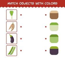 Match cartoon vegetables and colors. Matching game. Educational game for pre shool years kids and toddlers vector