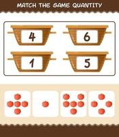 Match the same quantity of tomato. Counting game. Educational game for pre shool years kids and toddlers vector