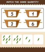 Match the same quantity of cucumber. Counting game. Educational game for pre shool years kids and toddlers vector