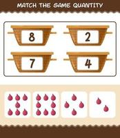 Match the same quantity of red onion. Counting game. Educational game for pre shool years kids and toddlers vector