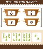 Match the same quantity of chayote. Counting game. Educational game for pre shool years kids and toddlers vector