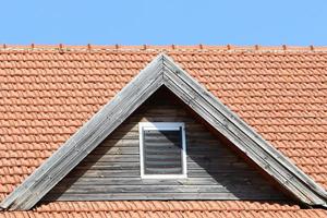 Red tiled roof on a residential building in Israel photo