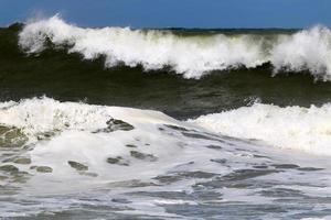 Storm in the Mediterranean off the coast of Israel photo
