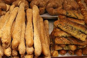 Bread and bakery products for sale in a shop in Israel photo