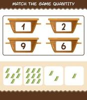 Match the same quantity of green pea. Counting game. Educational game for pre shool years kids and toddlers vector