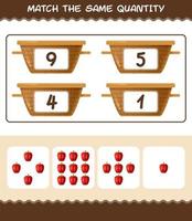 Match the same quantity of bell pepper. Counting game. Educational game for pre shool years kids and toddlers vector