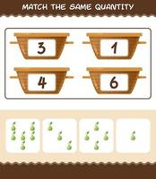 Match the same quantity of kohlrabi. Counting game. Educational game for pre shool years kids and toddlers vector