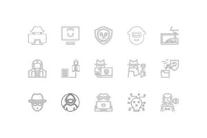 Hacker icons set, outline style and simple collection packs vector