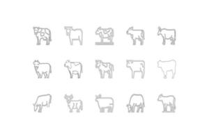 paquetes de iconos de vaca vector