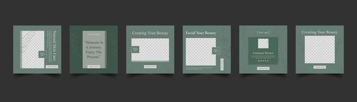 beauty and spa center social media instagram post template vector