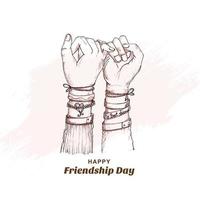 Happy friendship day hand draw sketch hand holding background vector