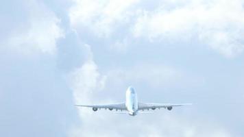 Wide body passenger airliner climbing up in the evening sky. video