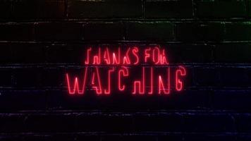 Thanks for Watching Neon Glow Text on Brick Background video