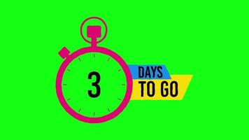 3 Days Left Countdown Animated Cartoon Effect Banner on Green Background video