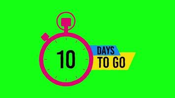 10 Days Left Countdown Animated Cartoon Effect Banner on Green Background