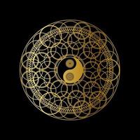 Meditation Template with Yin Yang Sign In Mandala vector