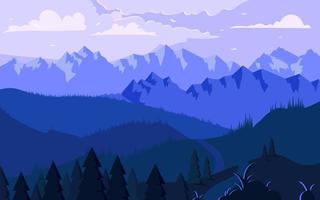 Morning in mountains minimalistic illustration vector