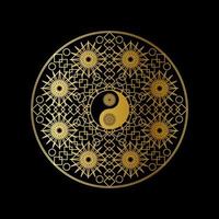 plantilla de meditación con el signo de yin yang en mandala vector