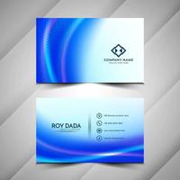 Modern blue wave style business card template vector