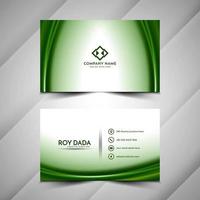 Modern wave style green color elegant business card template vector