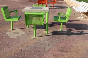 Chair and table in a cafe on the Mediterranean coast photo