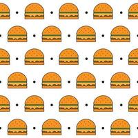 Seamless pattern with burger on white background. Fast food vector