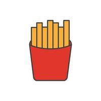 comida rápida, papas fritas, ícono de papas fritas. ilustración vectorial, diseño plano.
