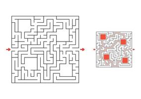 Square maze with answer. Game for kids. Puzzle for children. Labyrinth conundrum. Find the right path. vector