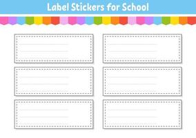 Set stickers for design. Empty template. Name tags, gift labels. Perfect for folders, daily journals, notebooks, lunch bags, pencil boxes. vector