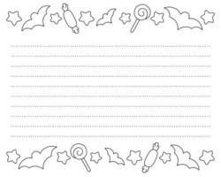 Lined sheet template. Handwriting paper. For diary, planner, checklist, wish list. Holiday letter. Vector illustration isolated on white background.