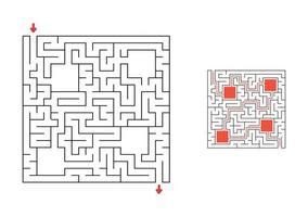 Square maze with answer. Game for kids. Puzzle for children. Labyrinth conundrum. Find the right path. vector