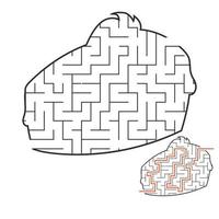 Abstract maze. Game for kids. Puzzle for children. Labyrinth conundrum. Find the right path. Education worksheet. With answer. vector