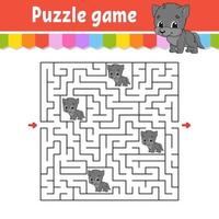 Square maze. Game for kids. Puzzle for children. Labyrinth conundrum. Color vector illustration. Find the right path. Isolated vector illustration. cartoon character.