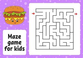 Maze game for kids. Funny labyrinth. Activity worksheet. Puzzle for children. cartoon style. Logical conundrum. Color vector illustration.