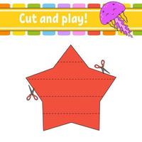 cortar y jugar. rompecabezas de lógica para niños. hoja de trabajo de desarrollo educativo. juego de aprendizaje. página de actividad. práctica de corte para preescolar. Ilustración de vector aislado plano simple en estilo de dibujos animados lindo.